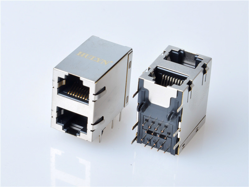 HULYN RJ45Jack, Shielded RJ45 Modular Jack Connector,with LEDs, 2x1 Ports,RJ45 connector LED