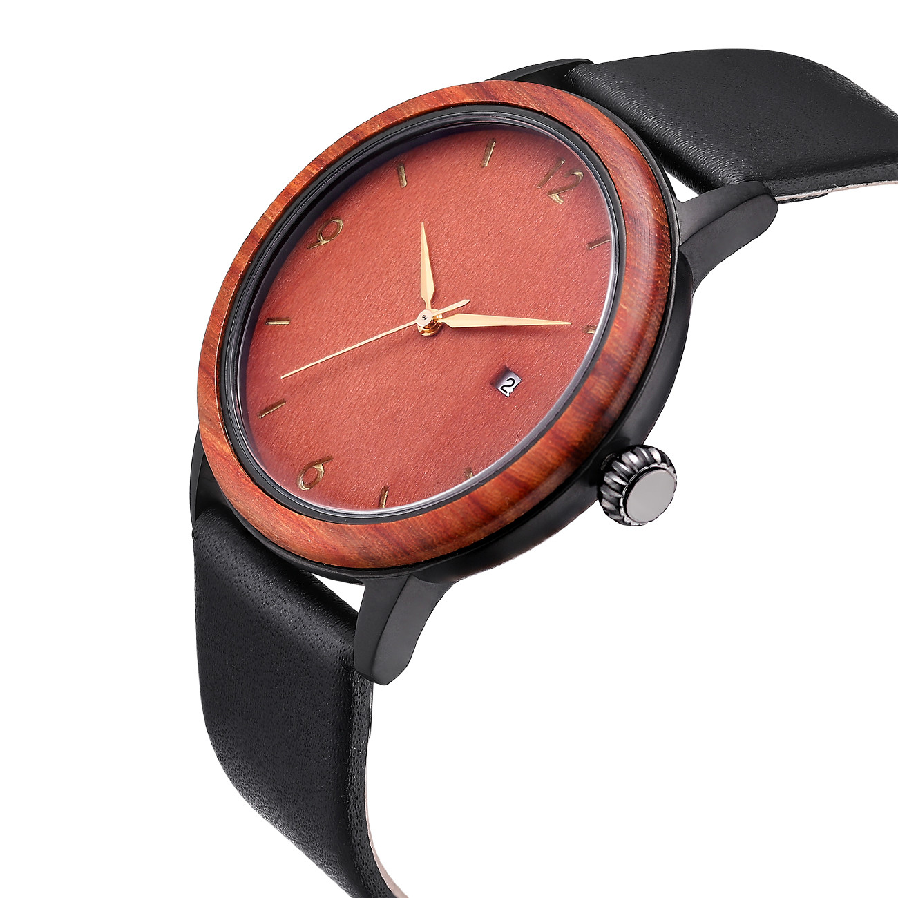 Men's Unique Design Wooden Watches with Soft Leather Band Men Wristwatch
