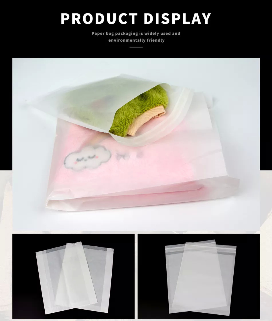 Semi Transparent Glassine Paper Bag Eco Friendly Biodegradable Grease Resistant