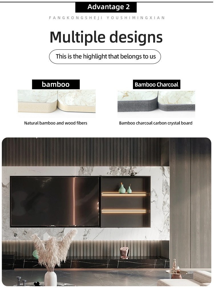 Eco Friendly Formaldehyde Free Marble Interior Decoration Wall Panel Bamboo Charcoal
