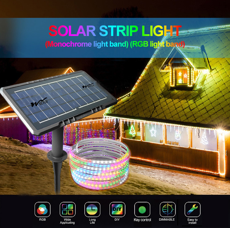 10m 2835 Outdoor Rope Solar Lights 3500K LiFePO4 Solar Led Tape Lights
