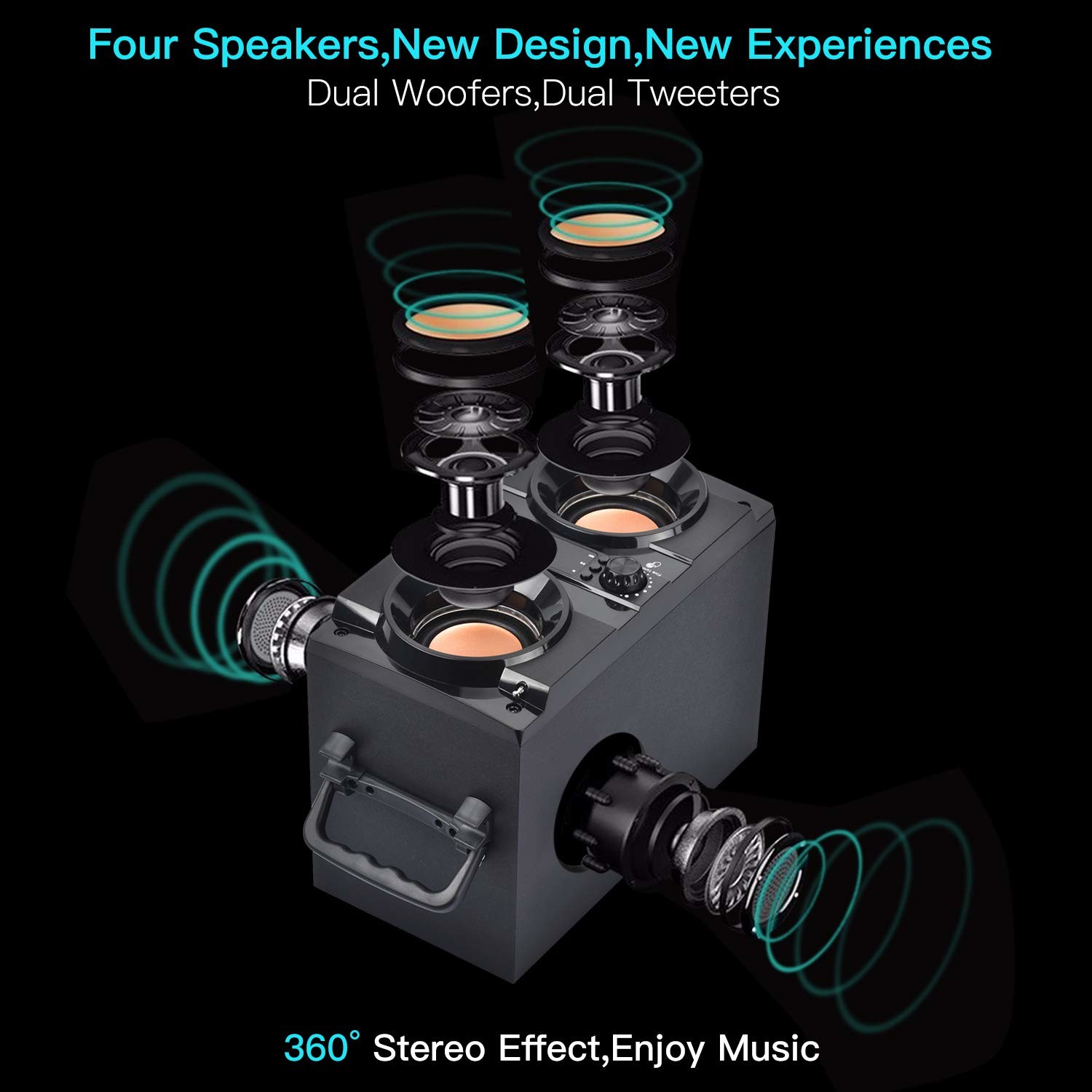 Portable Bluetooth Speaker with USB/SD/AUX Connectivity and 3 Middle Speaker