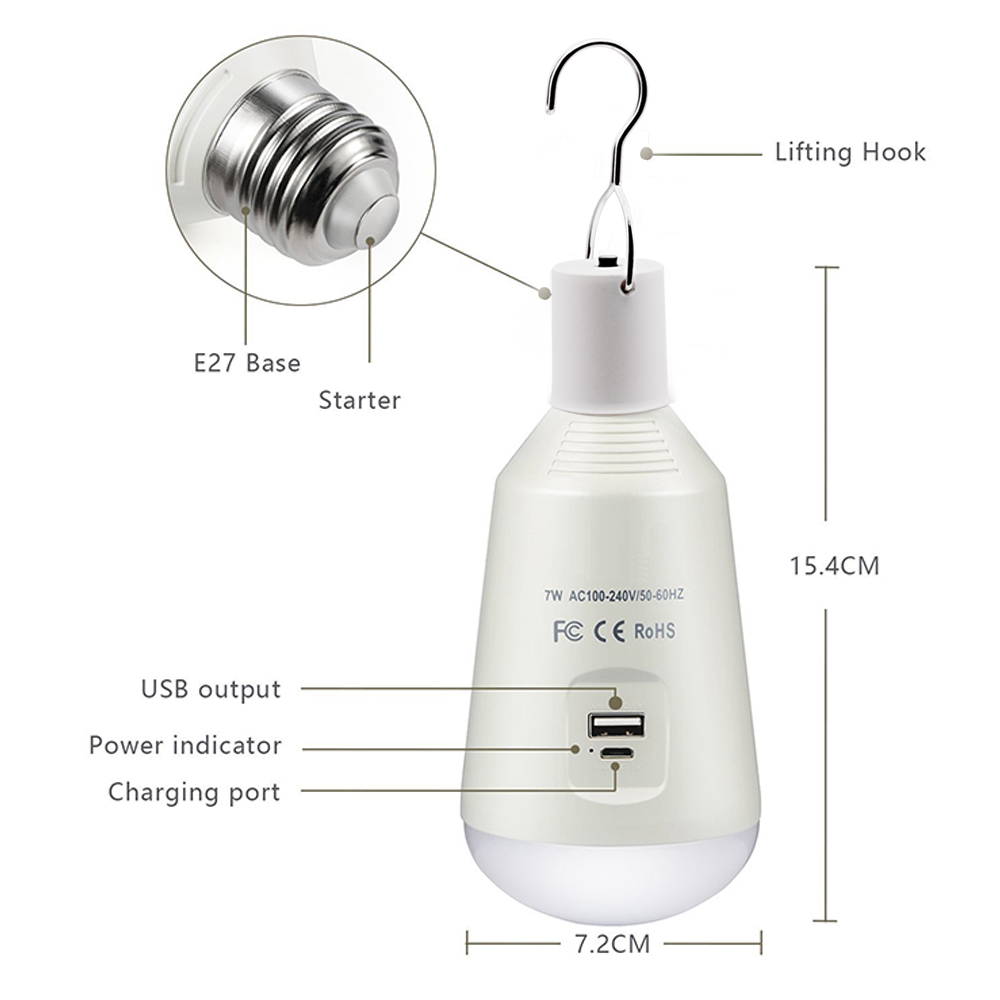 Rechargeable portable LED bulb light