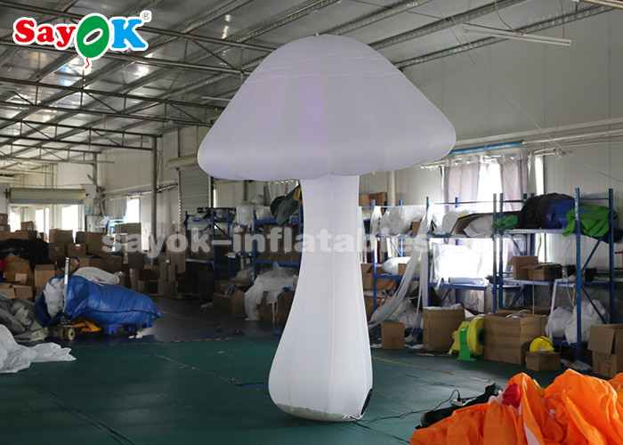 Nylon Cloth 3 Meter White Inflatable Mushroom For Stage Decoration