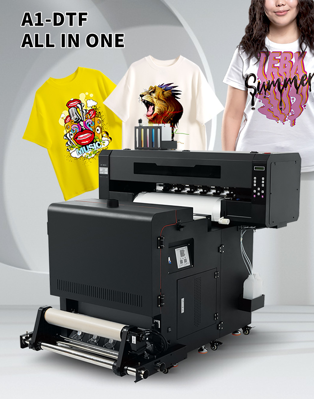 A1 I3200 Head All In One Dtf Printer For Multicolor Printing And Powder Shaker Oven