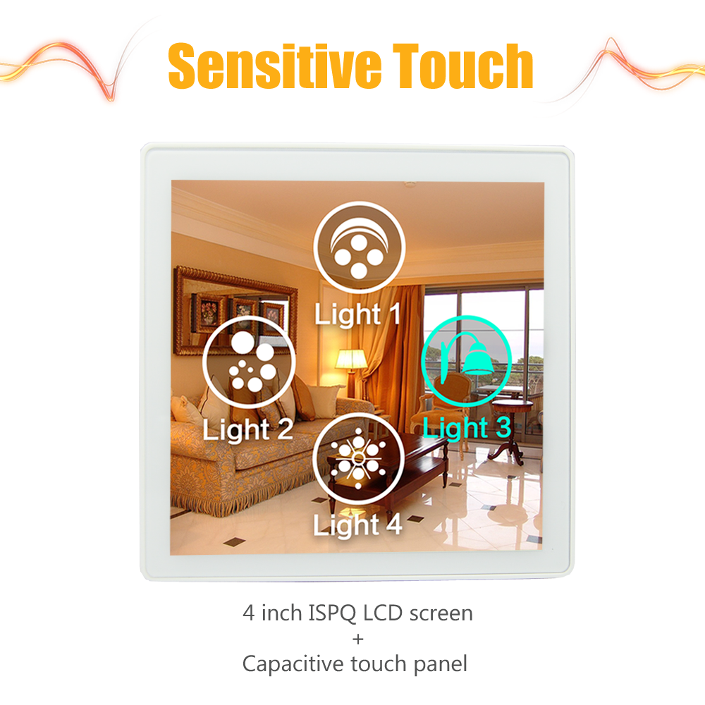 Alexa Compatible WIFI Smart Wall Light Switch 86 * 86 * 38mm WIFI And RJ45 Support