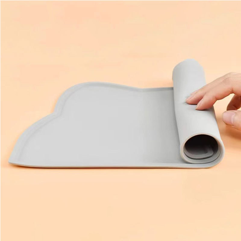 Silicone Pet Food Mat For Floor Waterproof Non Slip Pet Feeding Mat Raised Edge Cat Bowl Mat Travel Easy ToTake PlaceMat