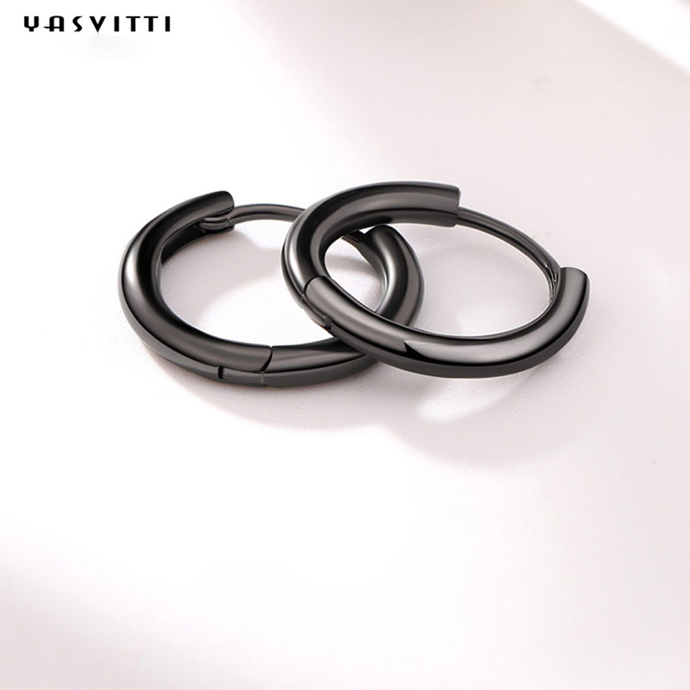 0.07oz 0.12cm Sterling Silver Jewelry Earrings 316L Mens Stainless Steel Hoop Earrings