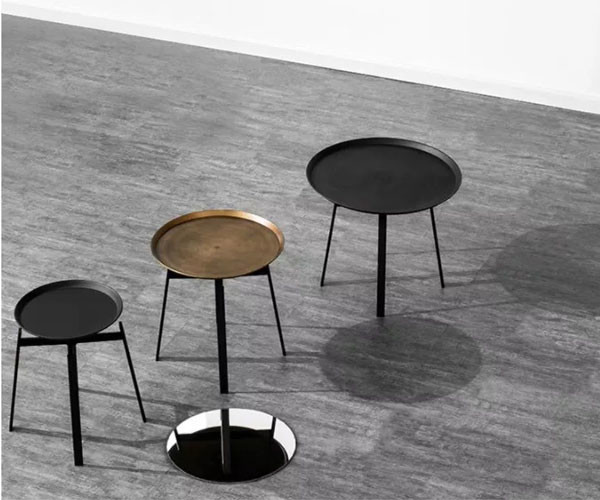 Round Corner Coffee Center Table Home Furniture Minimalist Metal Tray