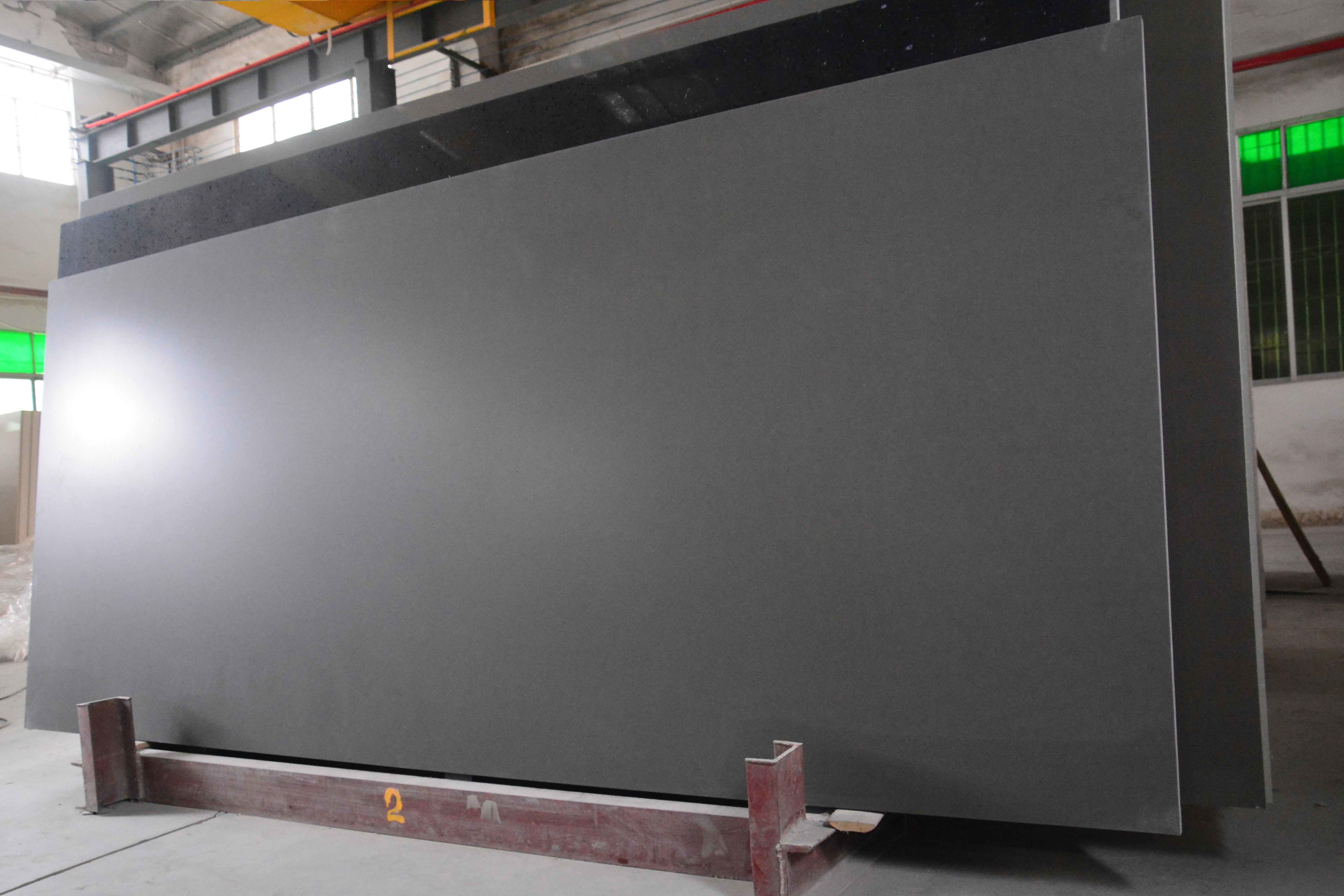 Leathered Surface Pure Grey Big Slab Quartz Slab Artificial Quartz Stone Countertop