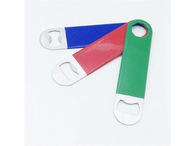 Flat Stainless Steel Bottle Opener with PVC Coating,Innovative bar blade stainless steel beer bottle opener with PVC coa