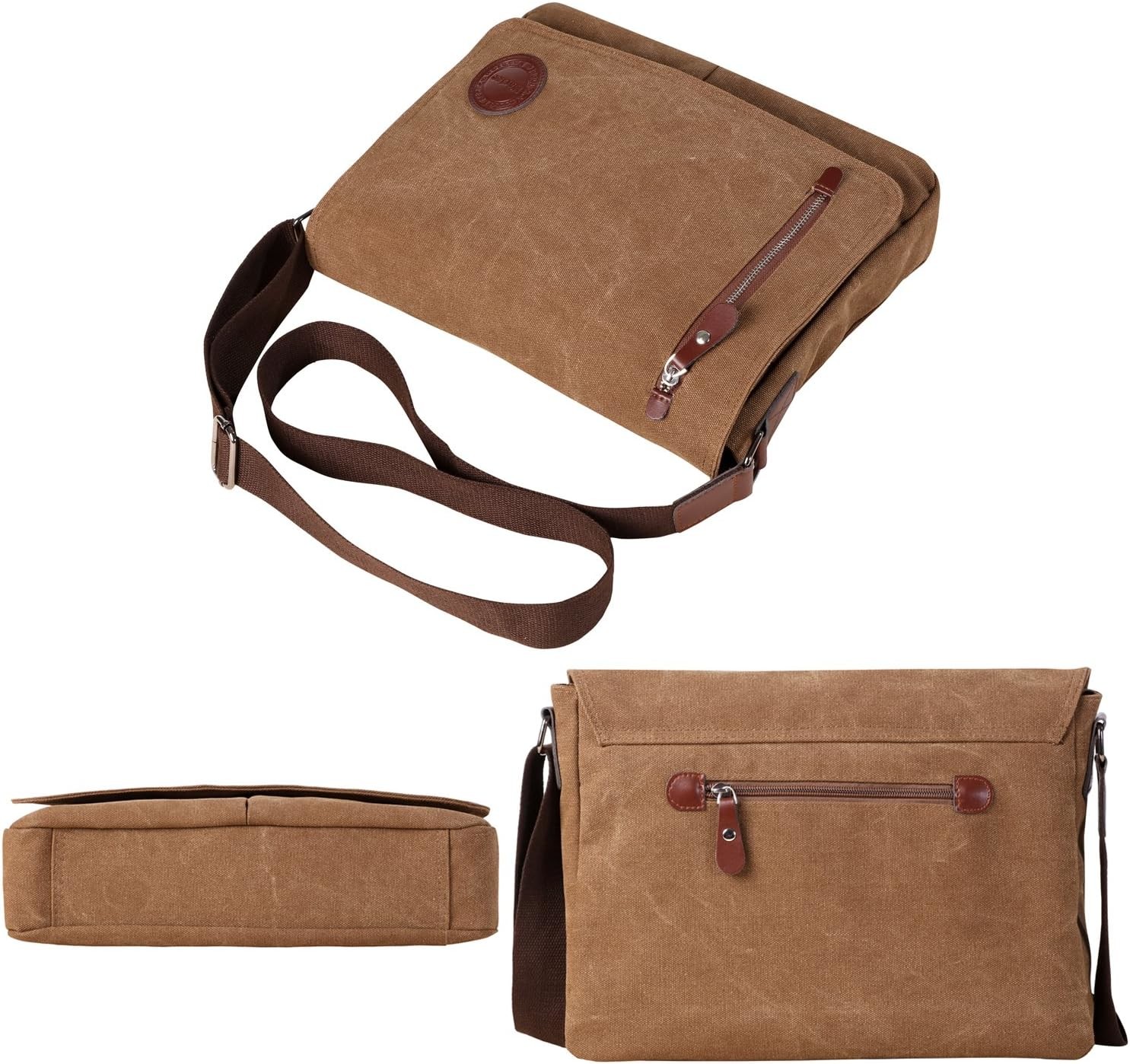 VINTAGE CANVAS SATCHEL MESSENGER BAG FOR MEN WOMEN,TRAVEL SHOULDER BAG 13.5" LAPTOP BAGS BOOKBAG