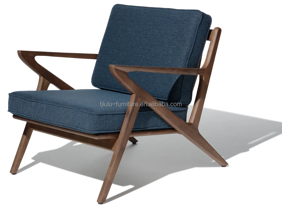 Living Room Chair Modern Fabric Wooden Sofa Chair Leisure Lounge Solid Wood Chair W59*D59*H57CM