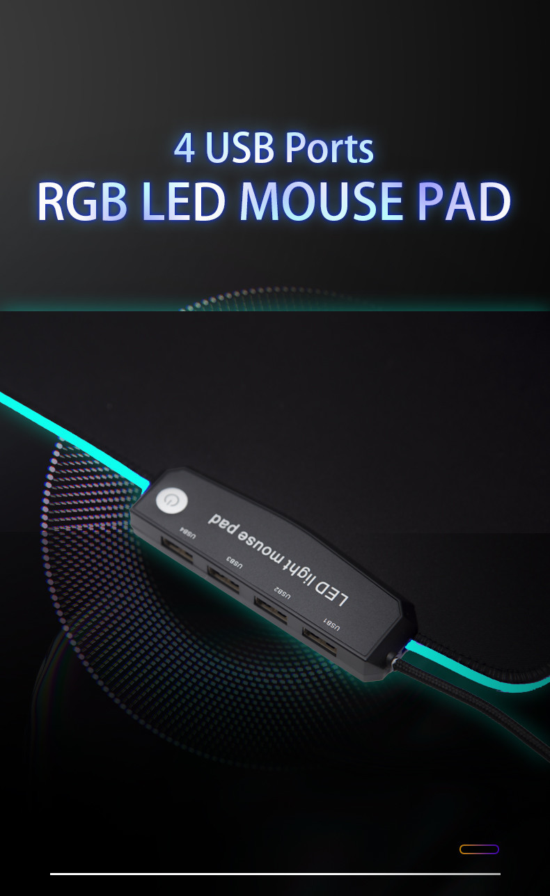 4 USB Port Oversized Gaming Mouse Pad With Stitched Edge OEM ODM