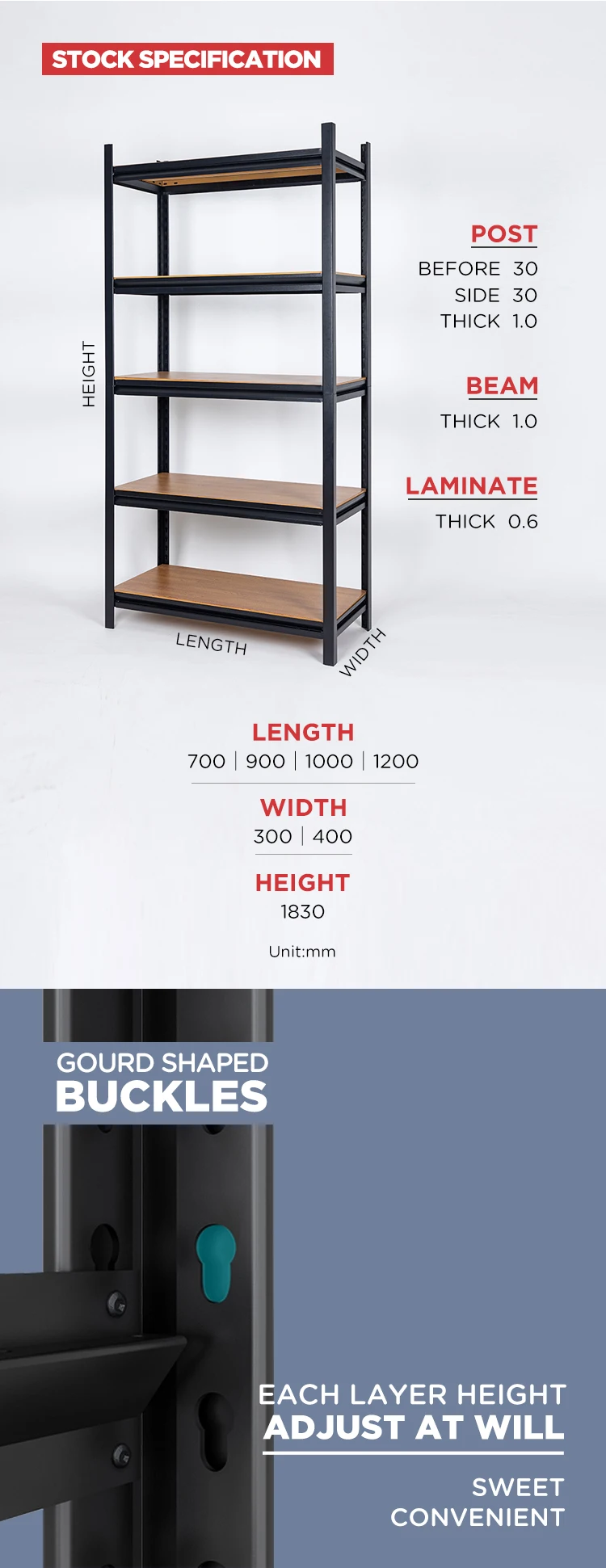 Blue Garage Storage Shelves Warehouse Rack Heavy Duty Single Sided