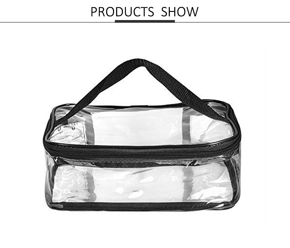 Waterproof Transparent PVC Train Case Organizer Makeup Pouch with Top Handle