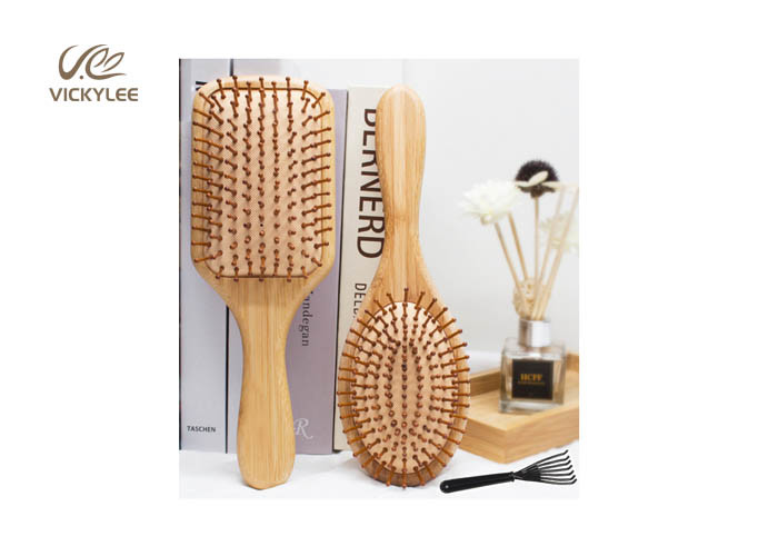 Square Shape Rubber Air Bag 10 Inch Wooden Handle Hair Brush