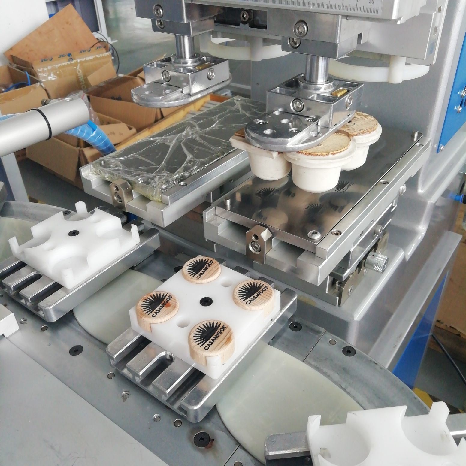 5pcs/Min Ink Cup Conveyor Style Silicon Pad Printing Equipment