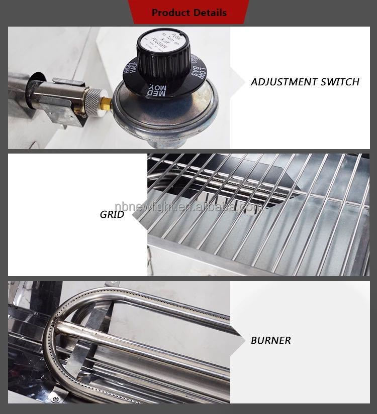 Portable Outdoor Gas Grill for Pizza BBQ Stainless Steel Countertops and Lightweight