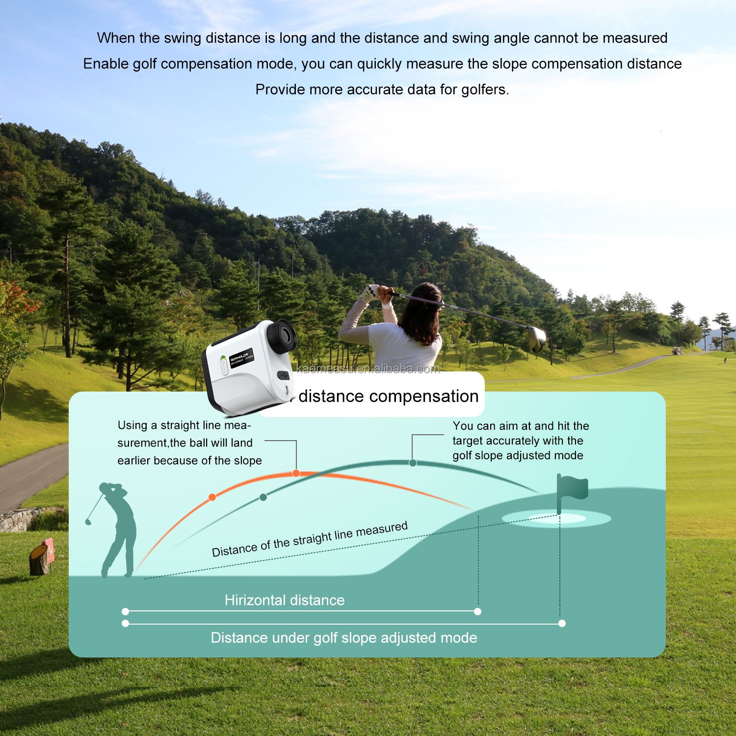 kaemeasu Laser Distance Meter Professional Hunting Rangefinder Outdoor Activities Handheld Shooting Range Finder F450