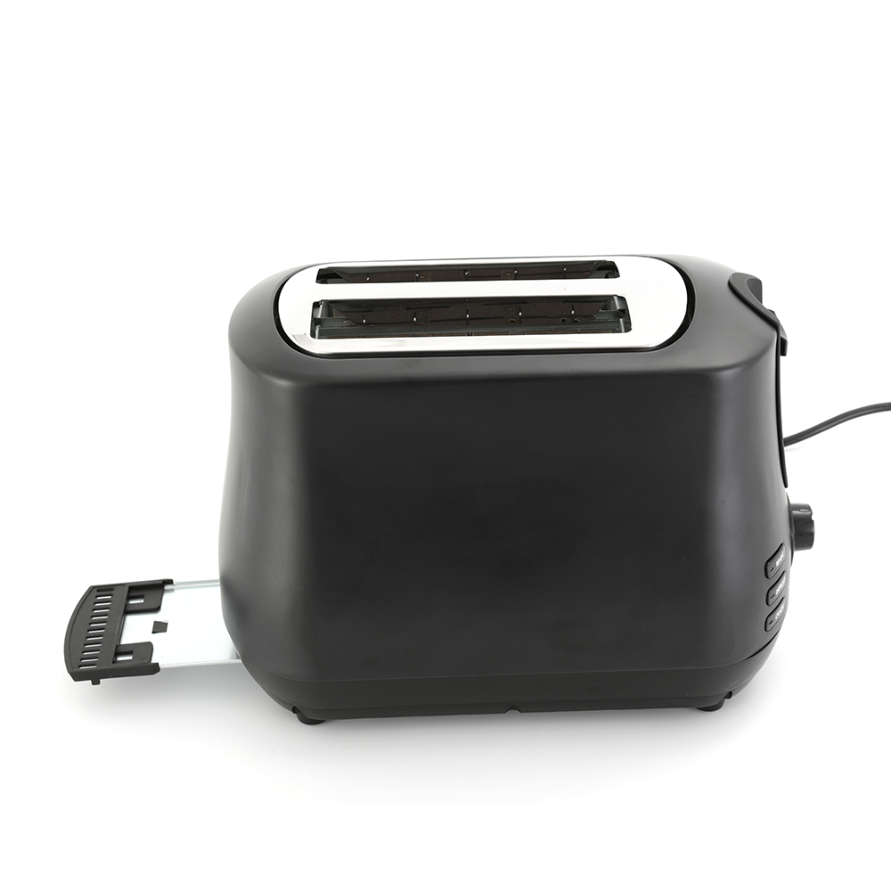Black Wide Slot 2 Slice Toaster with Pop Up Reheat Defrost Functions 6-Shade Control toaster machine
