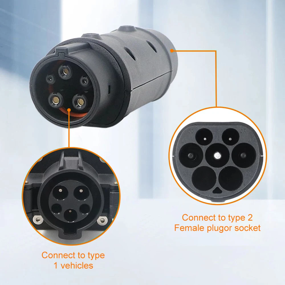 32A Single Phase EVSE Adapter Type 2 To Type 1 J1772 To IEC62196 Adapter