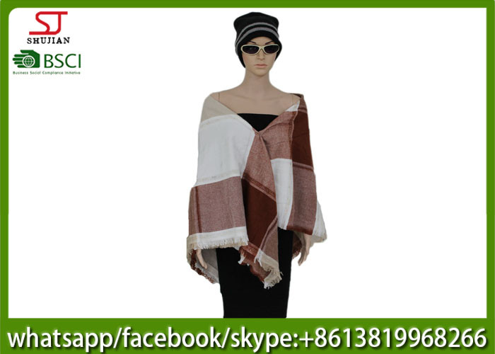 250g 140*140cm100%Acrylic woven jacquard plaid mixed color poncho Hot sale high quality factory keep warm fashion scarf