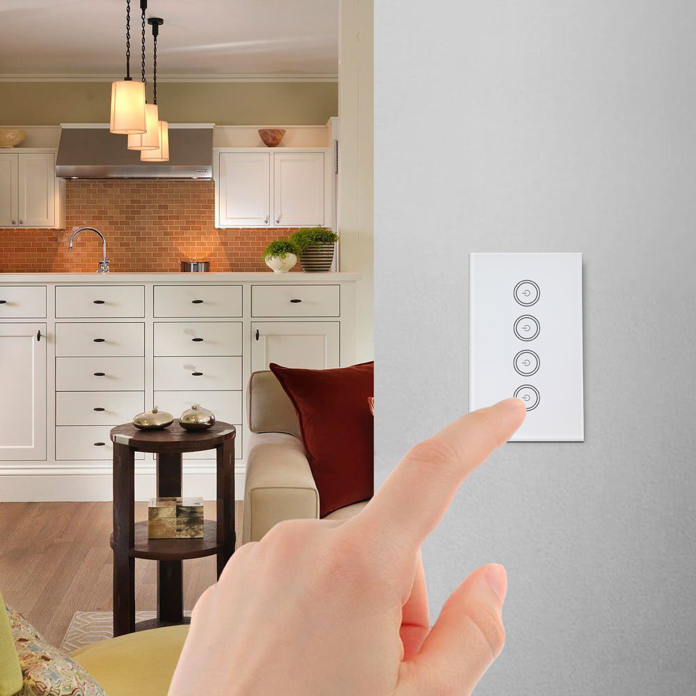 2 Gang US Touch Wifi Power Switch , Remote Control Switch 120 * 72 * 34mm