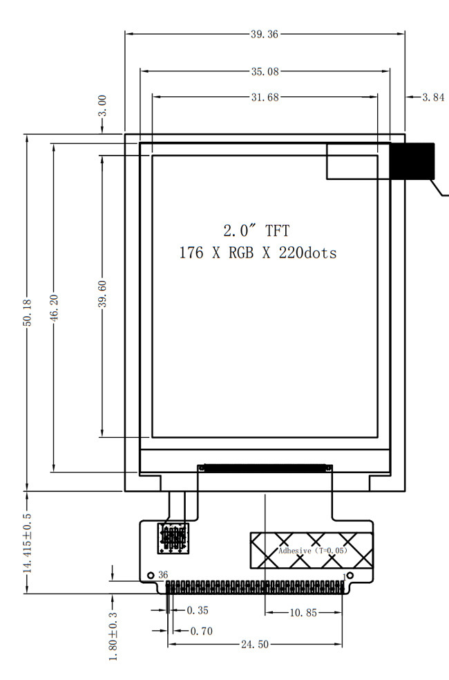 2" TFT LCD Display MCU Interface 176x220 Pixels With ILI9225G IC
