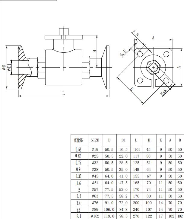 WZ 3 way ball valve for medical tanks DIN 3A SMS Equal Stainless steel 304 316 316l