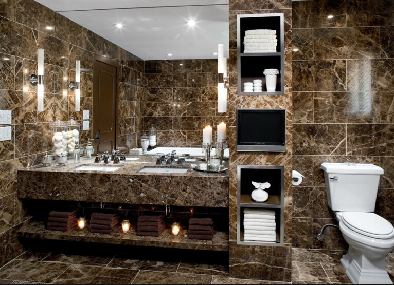 Dark Emperador Marble Mosaic Polished Cut to Size Marble Tiles for Wall Tile