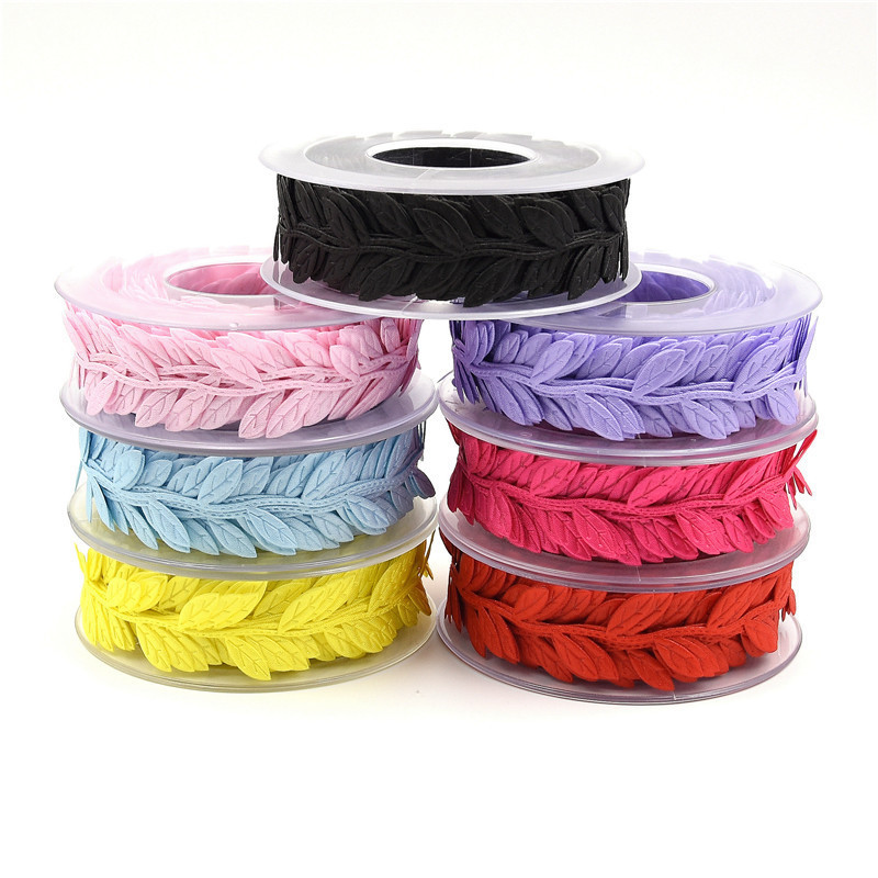 Polyester Leaf Ribbon Ultrasonic Red Poly Ribbon For Wedding Decoration