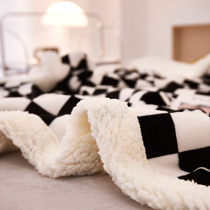 All-Season Checkerboard Pattern Blanket Warm and Fashionable Addition to Your Home