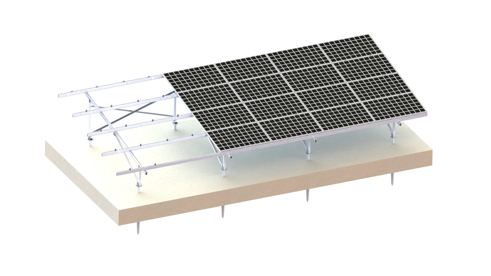 AL6005 Anodized Aluminium Solar Mounting Structure 45 Degree Ground System