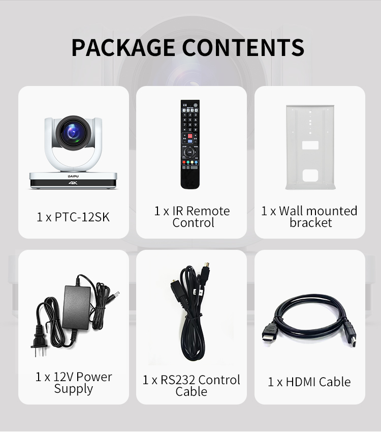 PTC-12SK PoE HD-MI 3G-SDI USB 4K30 UHD IP PTZ Camera for Live Streaming and Broadcast