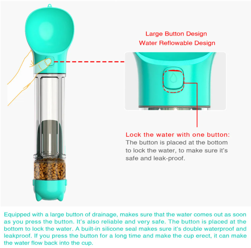 Multifunctional Portable Dog Water Bottle Leakproof Retractable Lightweight Pet Water Dispenser Bottle