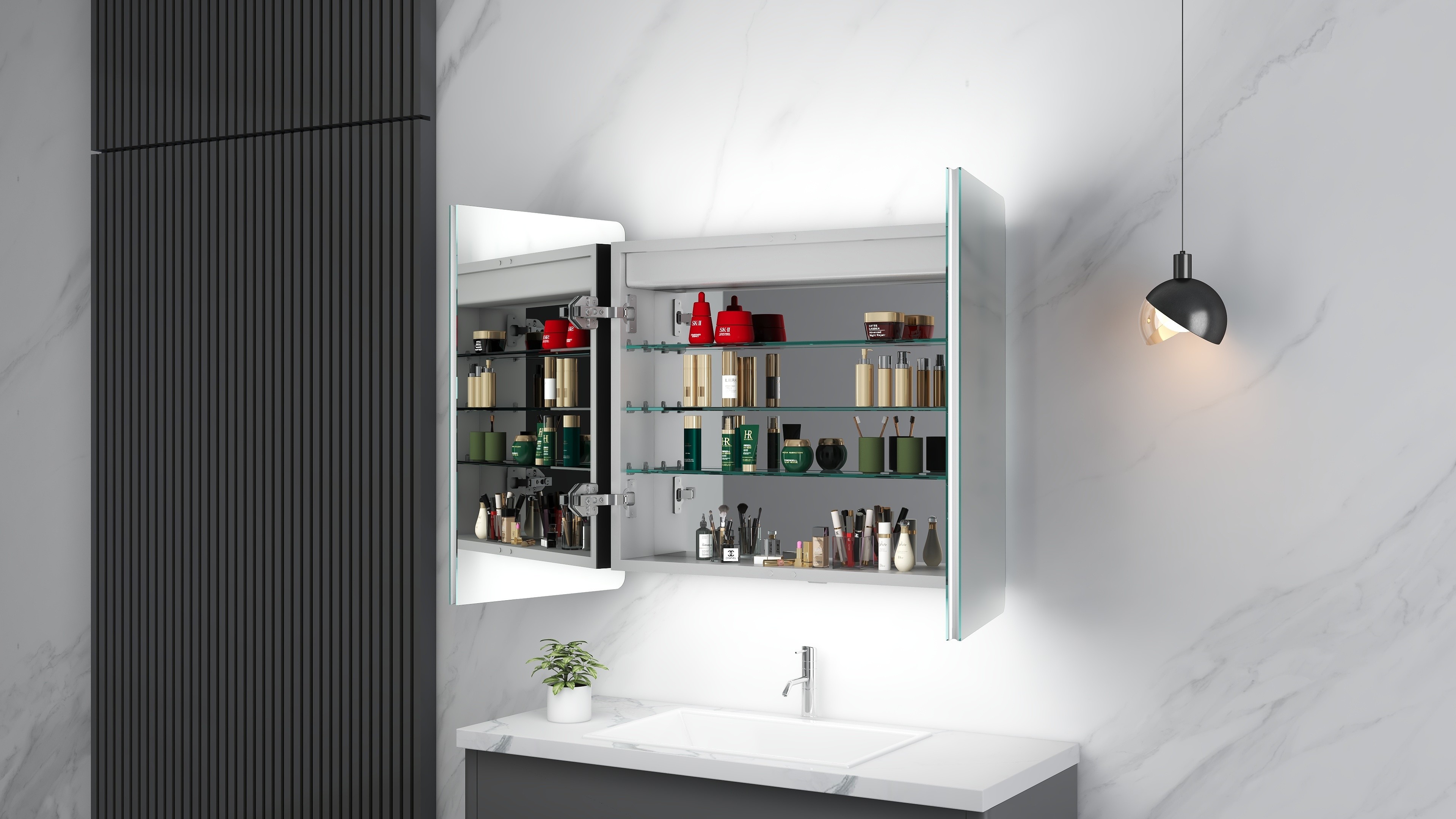 Illuminated Bathroom Mirror Cabinet Modern Stylish With Lights For Home And Hotel