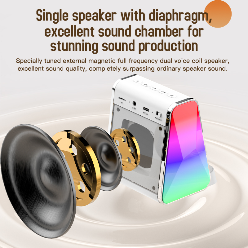 RGB Lights Wireless Charging Bluetooth Speaker For Small Business And Office 118*77*43mm