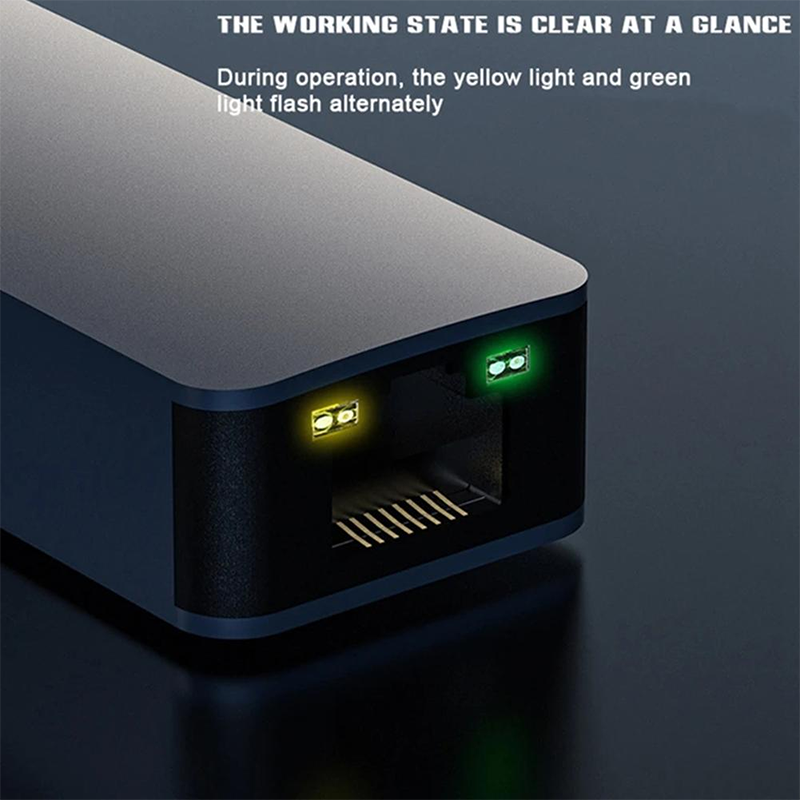 2 In 1 Aluminum USB 3.0 Type C Ethernet Adapter for Fast and Stable Network Connection