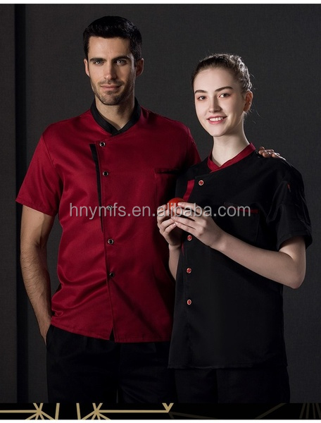 Short Sleeve Chef Uniform Tops Woman Man Cotton Fabric Breathable