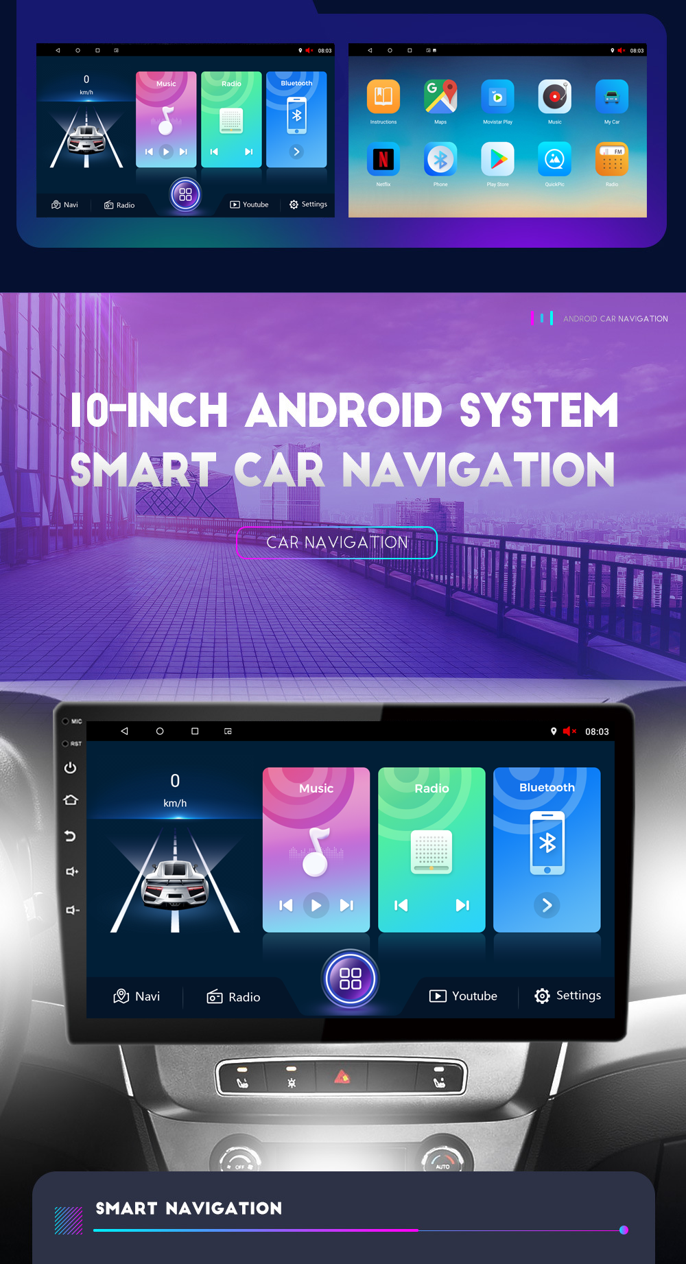 Universal Multi-Language 2 Din Android 12 Car Radio for Modern Nissan Toyota Kia