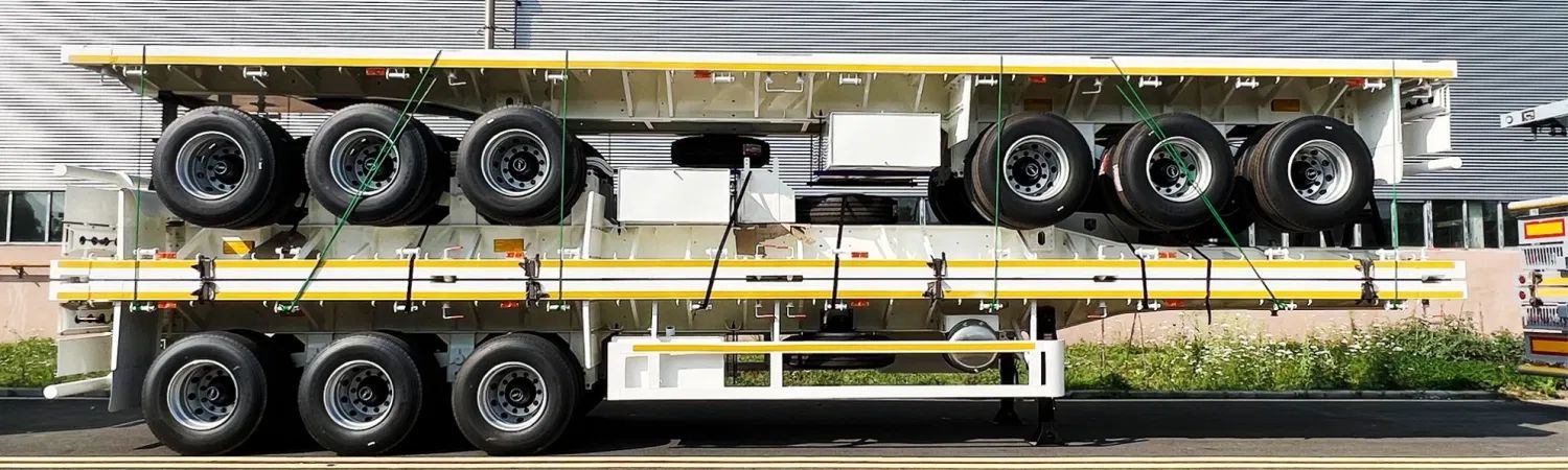 CIMC 50T 12500*2500*1530mm 12r22.5 Leaf Spring Suspension Lowbed Flatbed Container Semi-Trailer for South Africa the Middle East