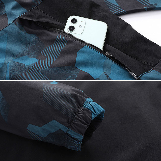 Blue Gray Camouflage Outdoor Windbreaker Jacket Mens Mountain Coats