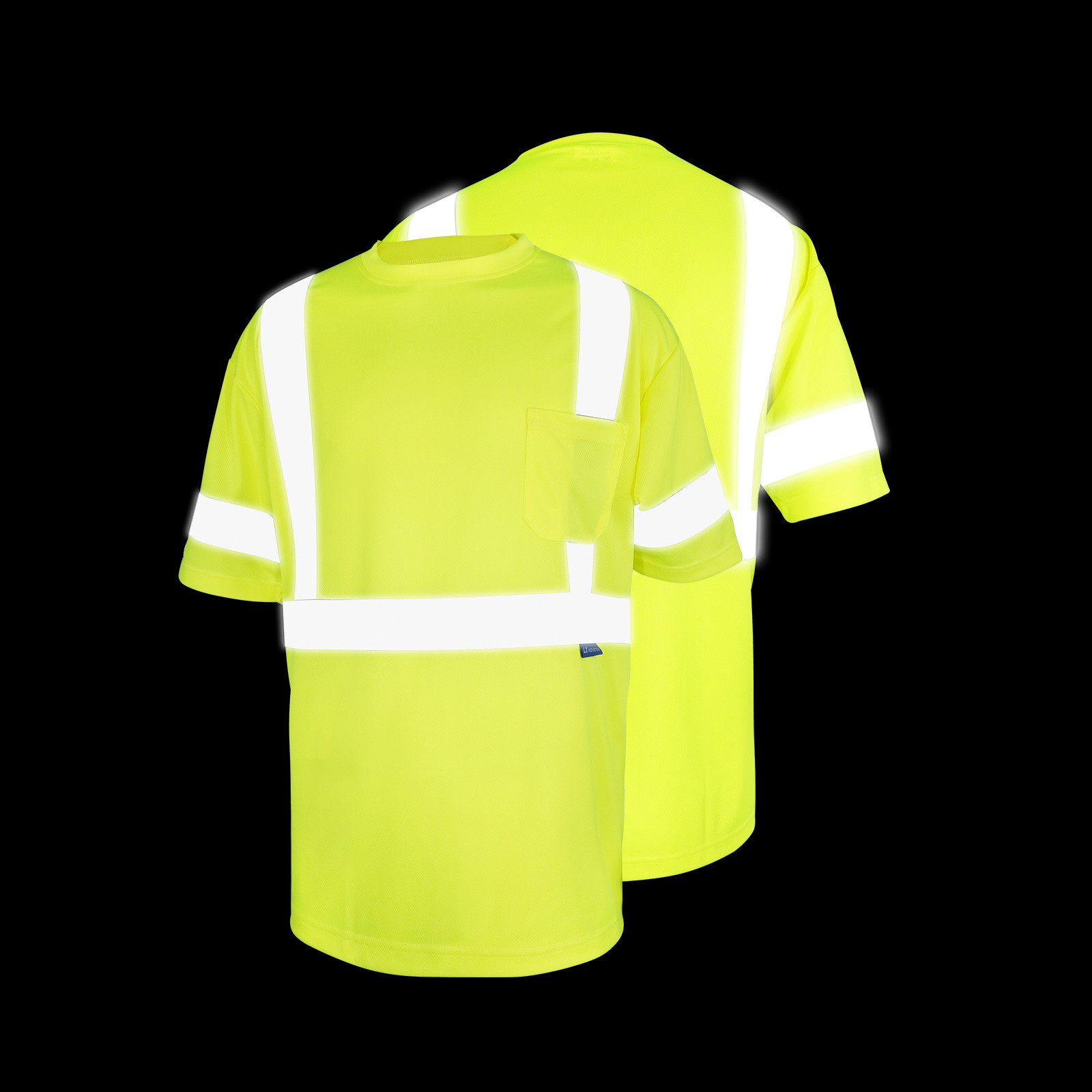 Wholesale Fluorescent Orange O Neck Reflective Safety Mens Custom Logo Sleeve Hi Vis T Shirt