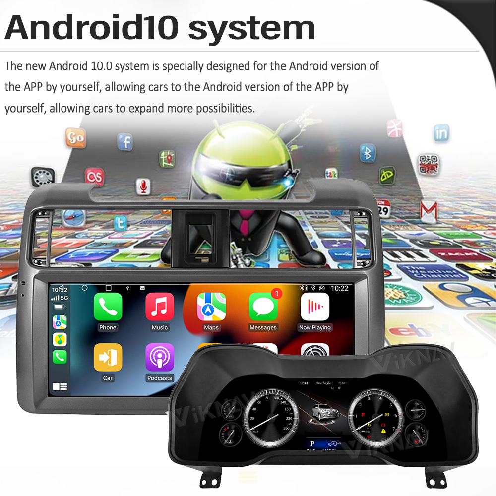 12.3 inch Touch Screen Stereo For 2009-2019 Toyota 4Runner Multimedia Player Stereo GPS Navigation wireless Carplay