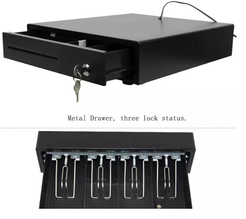 POS System Cash Drawer with Check Entry Support Supermarket Money Lock Box Small Size
