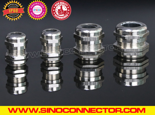 Waterproof Metallic Cable Glands, Metric Thread, M6x1.0~M150x2, Brass Nickel-Plated, IP68/IP69K, BCG Series