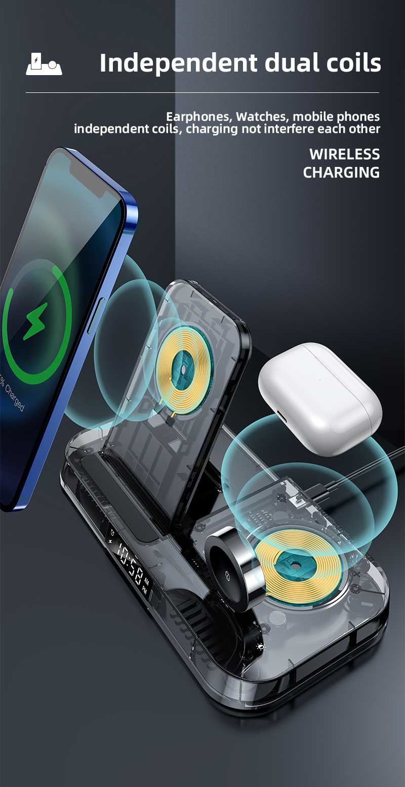 QI Wireless Cell Phone Charger Pad 15w Stand Holder Multiple Pocket Plastic PCB