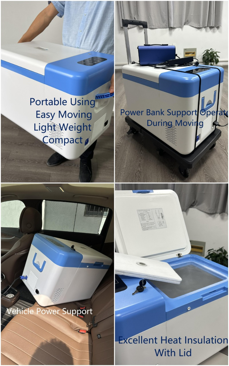 12V DC Portable Freezer for Hospital Lab -86C Ultra Low Temp Transfer Freezer Under Table