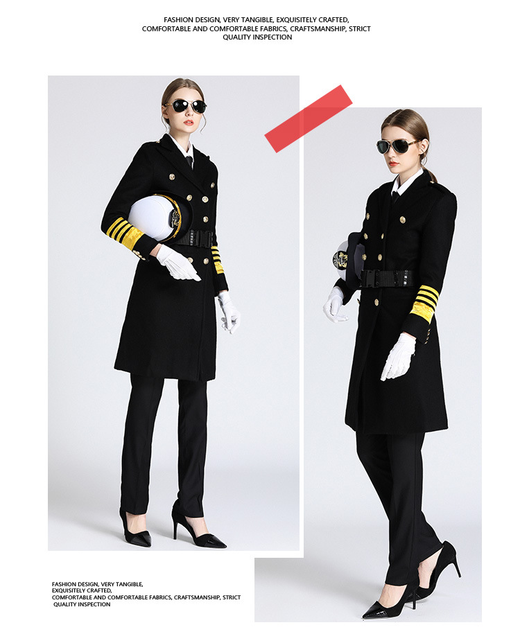 Unisex Woolen Jacket Captain Long Woolen Coat Nizi British Navy Thickened Winter Clothes